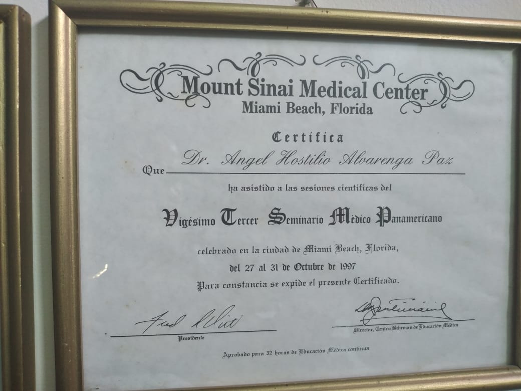 Diploma de Participación por el Vigésimo Tercer Seminario Médico Panamericano